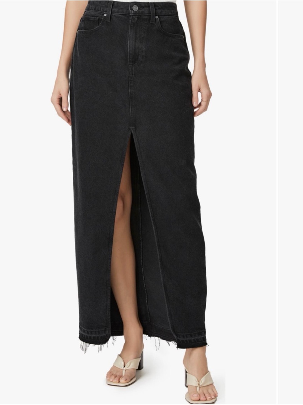 PAIGE Angela Denim Maxi Skirt in Black